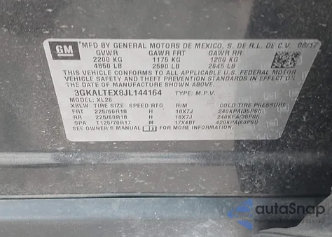 2018 GMC Terrain Sle z USA, uszkodzony, nr VIN 3GKALTEX8JL144164